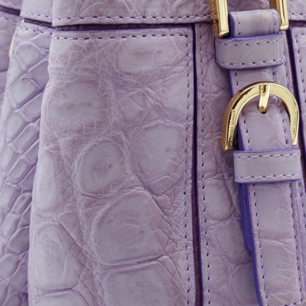 【outlet品】 クロコダイル 草木染二本手あおりバッグ 紫紺