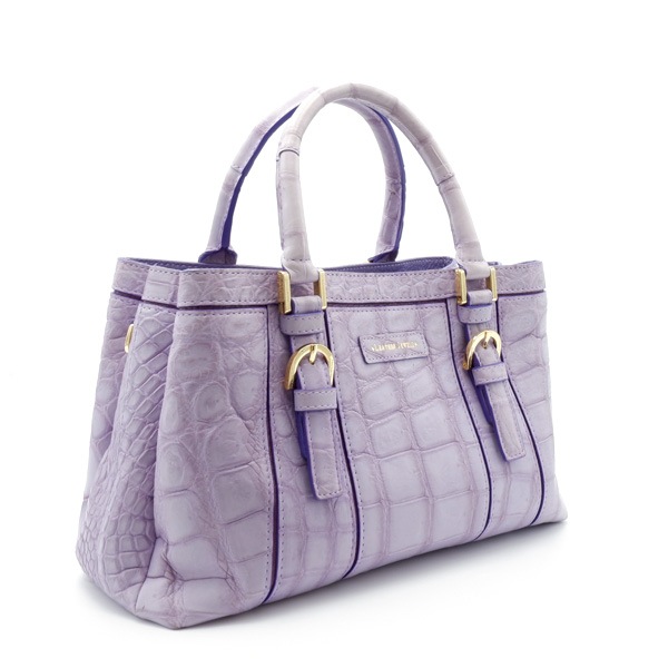 【outlet品】 クロコダイル 草木染二本手あおりバッグ 紫紺