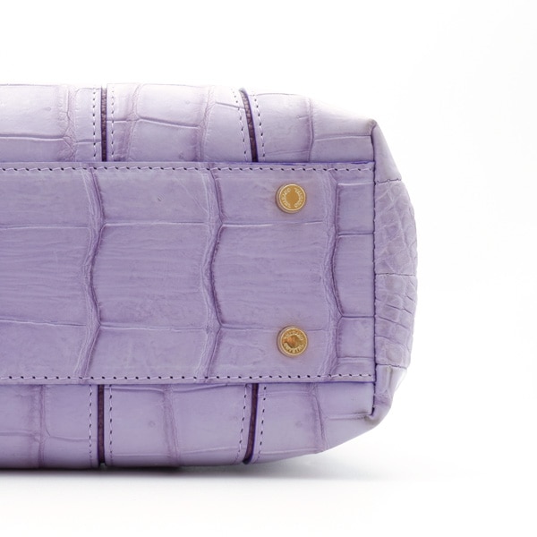 【outlet品】 クロコダイル 草木染二本手あおりバッグ 紫紺