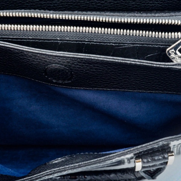 クロコダイル アオリハンドバッグ ブラック