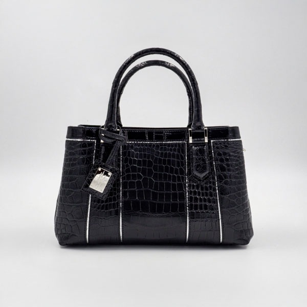 クロコダイル アオリハンドバッグ ブラック