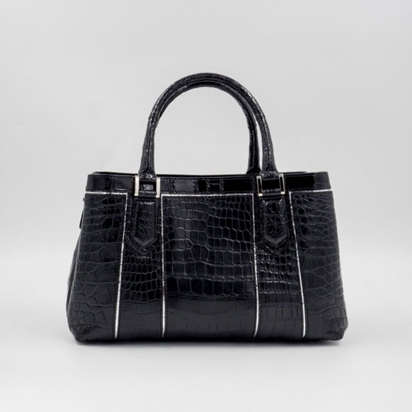 クロコダイル アオリハンドバッグ ブラック