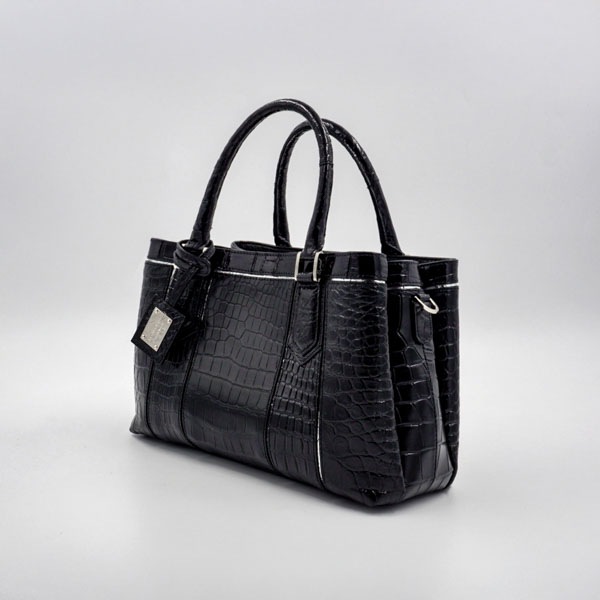 クロコダイル アオリハンドバッグ ブラック