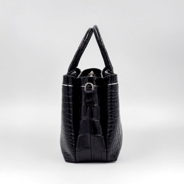 クロコダイル アオリハンドバッグ ブラック