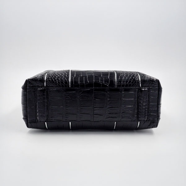 クロコダイル アオリハンドバッグ ブラック