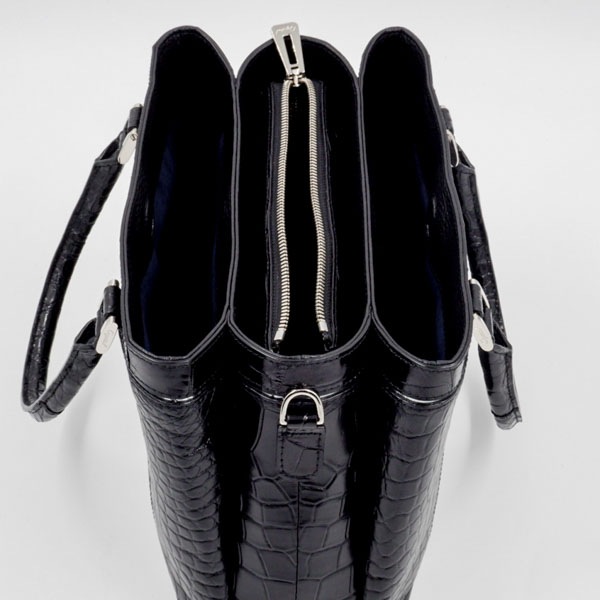 クロコダイル アオリハンドバッグ ブラック