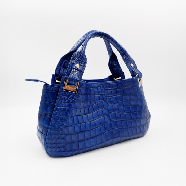 藍染クロコダイル アオリハンドバッグ