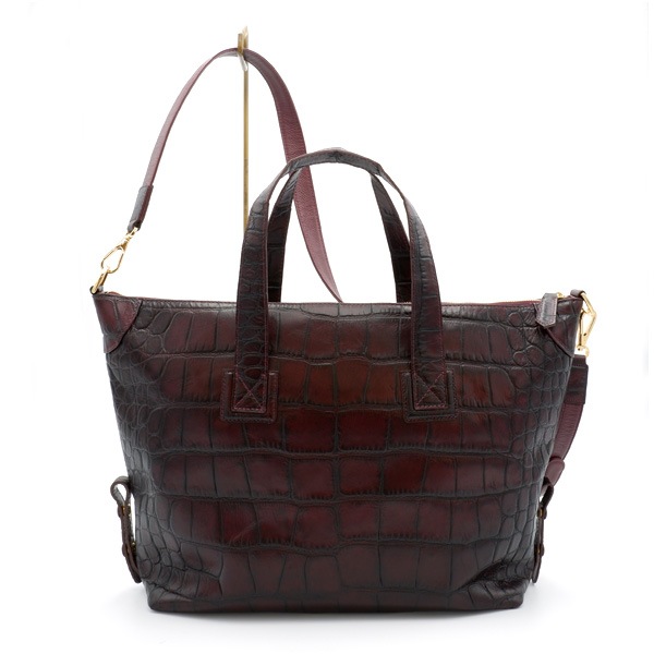レザー ジュエルス　クロコ型押し　ハンド バック　ワイン レッド　ボルドー 型押し牛革バッグ ボルドー | すべての商品 | LEATHER JEWELS