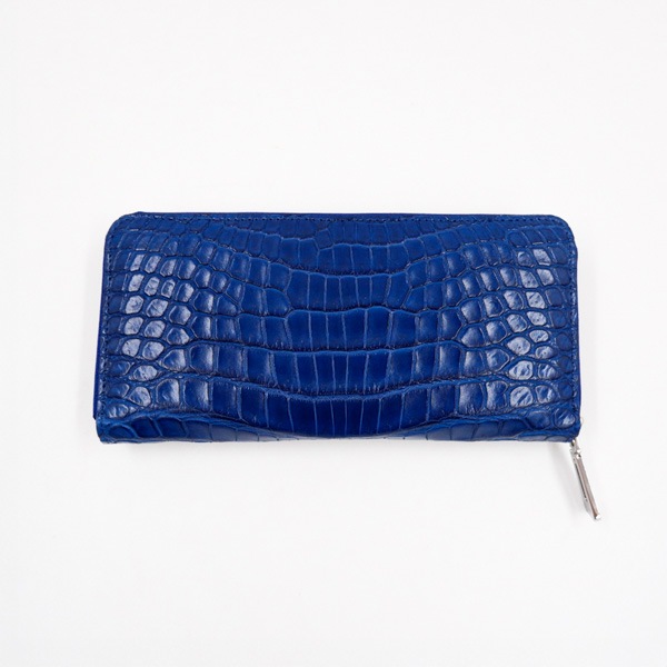 藍染クロコダイル ラウンドファスナーウォレット
