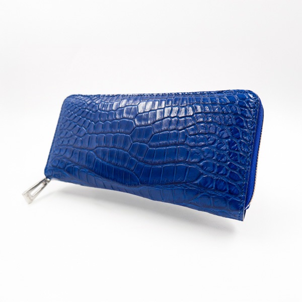 藍染クロコダイル ラウンドファスナーウォレット