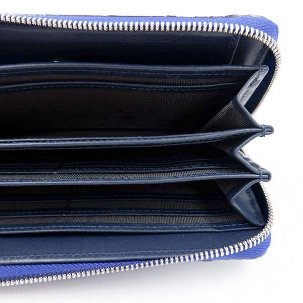 藍染クロコダイル ラウンドファスナーウォレット