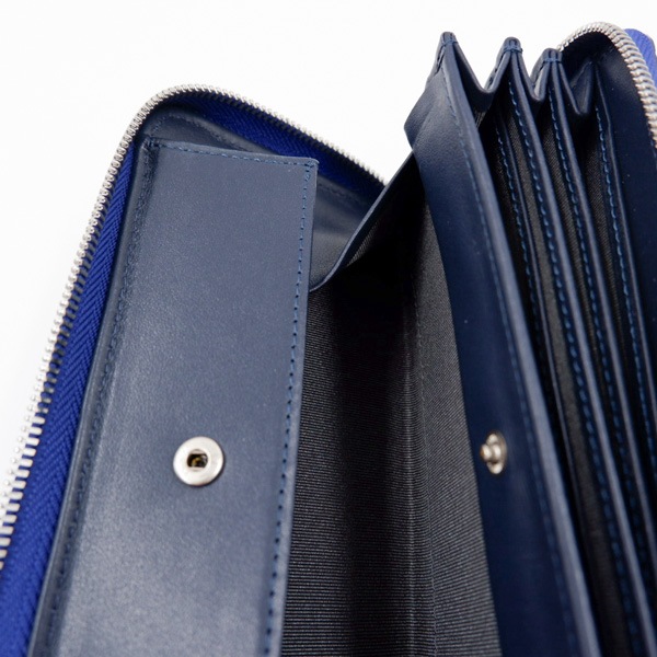 藍染クロコダイル ラウンドファスナーウォレット