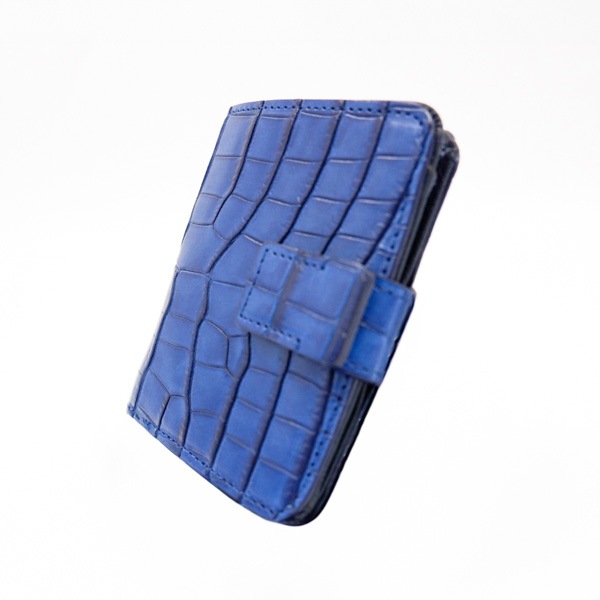 藍染クロコダイル 二つ折り財布