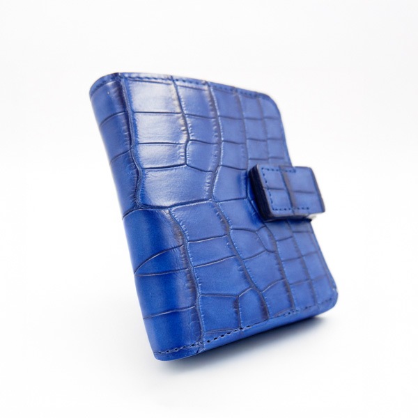 藍染クロコダイル 二つ折り財布