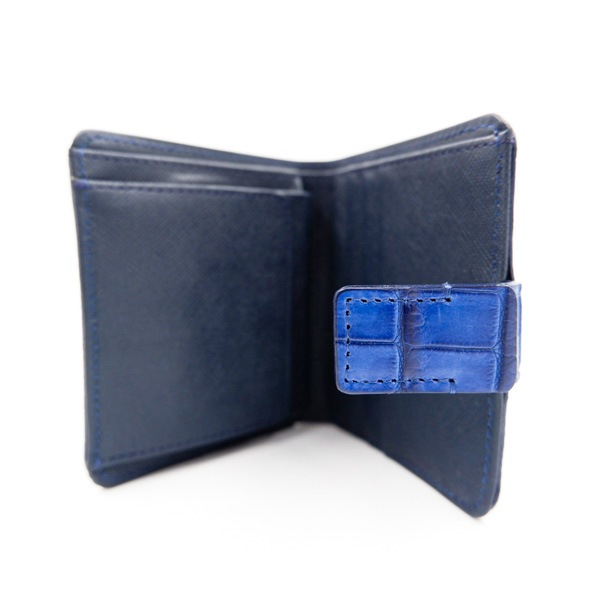 藍染クロコダイル 二つ折り財布