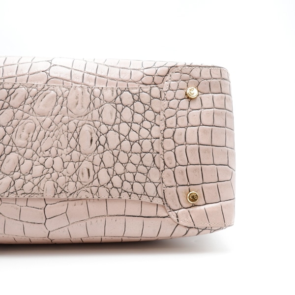 型押し牛革 一本手トートバッグ メジピンク