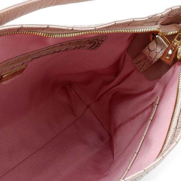 型押し牛革 一本手トートバッグ メジピンク