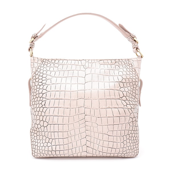 型押し牛革 一本手トートバッグ メジピンク