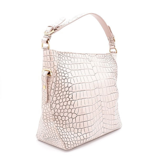 型押し牛革 一本手トートバッグ メジピンク