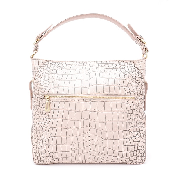 型押し牛革 一本手トートバッグ メジピンク