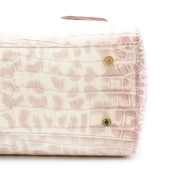 型押し牛革 二本手スクエアハンドバッグ