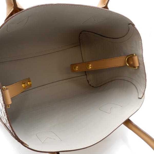 型押し牛革 二本手スクエアハンドバッグ