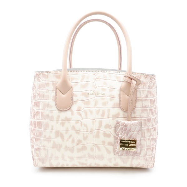 型押し牛革 二本手スクエアハンドバッグ