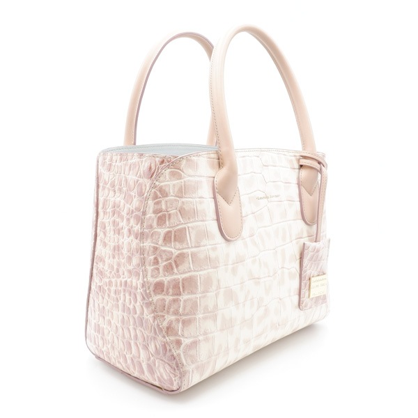 型押し牛革 二本手スクエアハンドバッグ