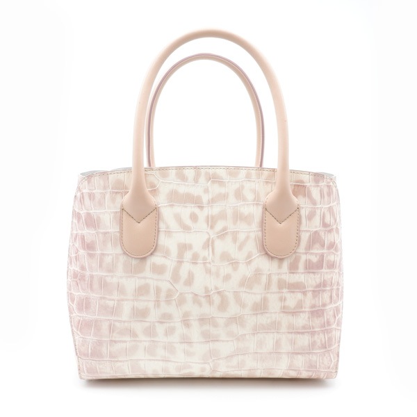 型押し牛革 二本手スクエアハンドバッグ