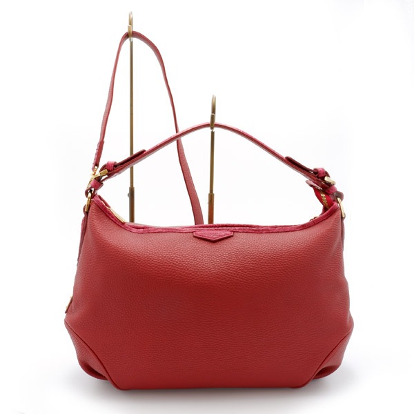 牛革×クロコダイル一本手バッグ　レッド