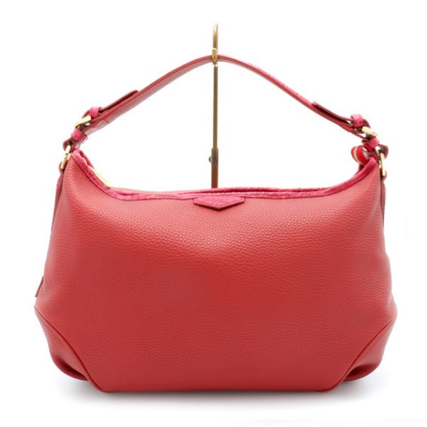 牛革×クロコダイル一本手バッグ　レッド