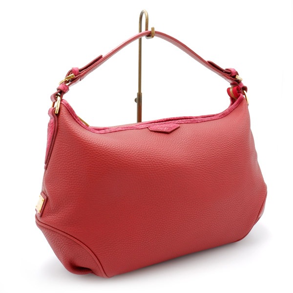 牛革×クロコダイル一本手バッグ　レッド