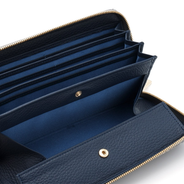 新品　一枚革　シャイニンググラデーション茶グレー長財布 Gradation（グラデーション） ラウンドファスナー長財布