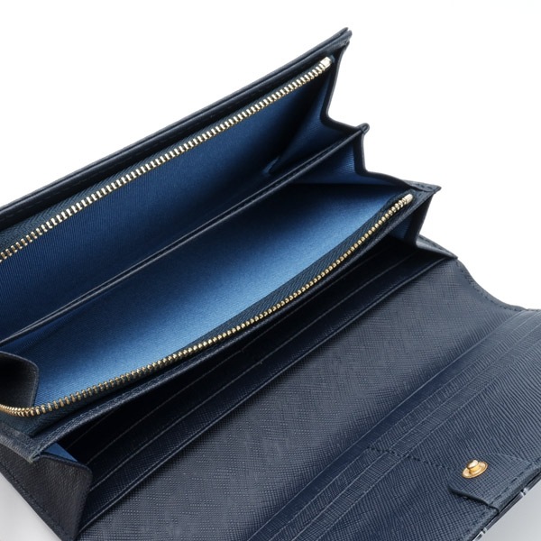 型押し牛革 エナメルカブセ長財布 ネイビー