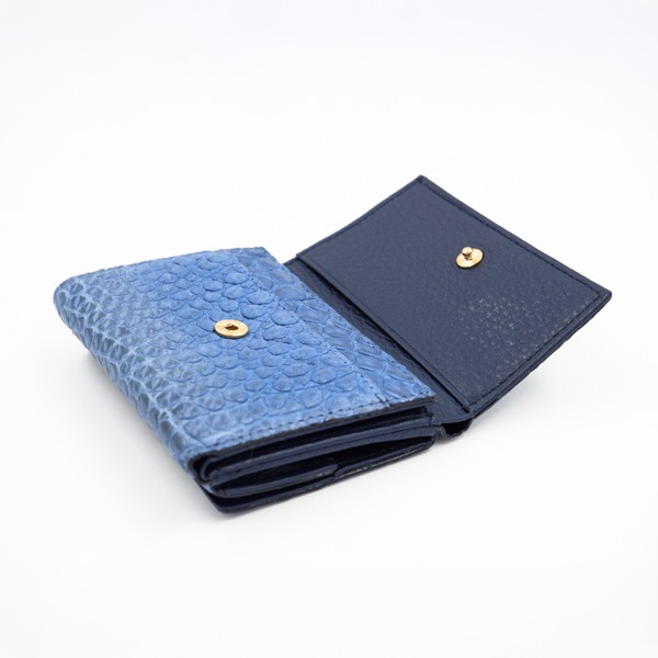 【OUTLET品】 クロコダイル 三つ折り財布 ブルー