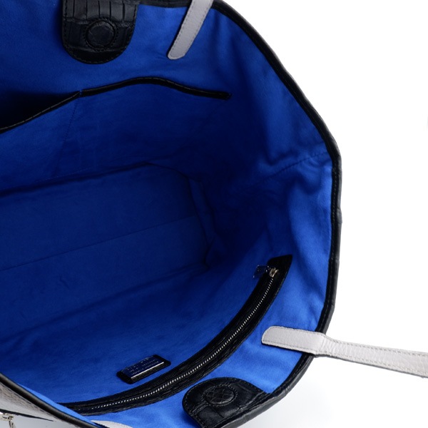 牛革×クロコダイル スクエアトートバッグ ライトグレー