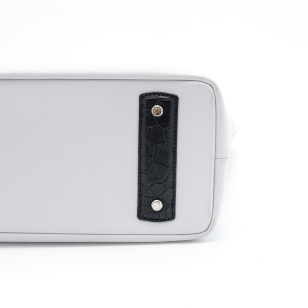 牛革×クロコダイル スクエアトートバッグ ライトグレー