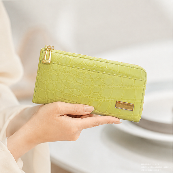 クロコダイルL字型長財布 ライムグリーン | Wallet | LEATHER JEWELS