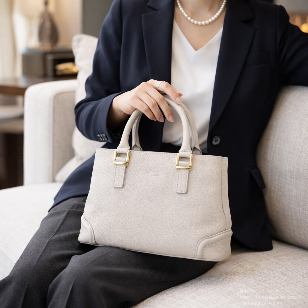 シュリンクカーフ スクエアハンドバッグ