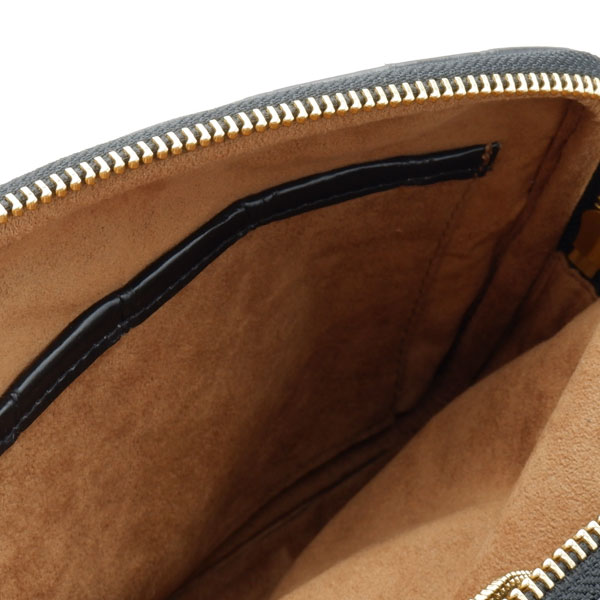 【キャリー品】 クロコダイル 草木染ショルダー付きポーチバッグ 墨染