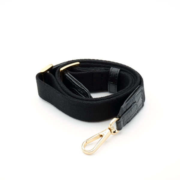 【キャリー品】 クロコダイル 草木染ショルダー付きポーチバッグ 墨染