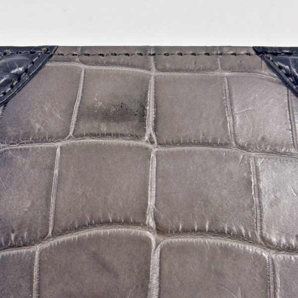 【outlet品】クロコダイル グラデーションラウンド財布 グラデーションブラック