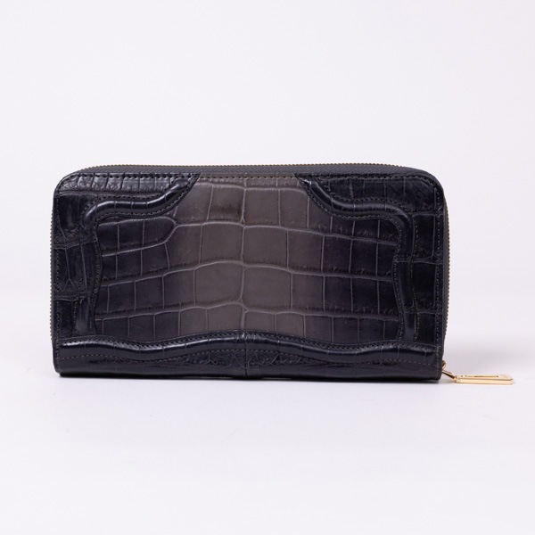 【outlet品】クロコダイル グラデーションラウンド財布 グラデーションブラック