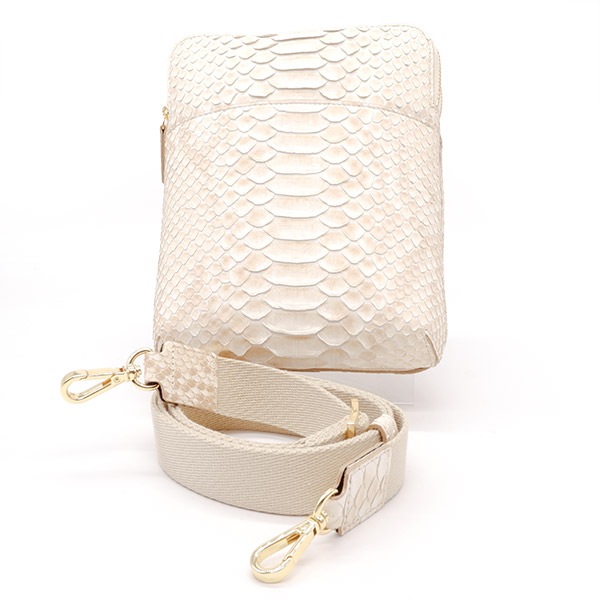【セット販売】パイソン ダブルファスナーポシェット ハーフベージュ&パイソン革セット