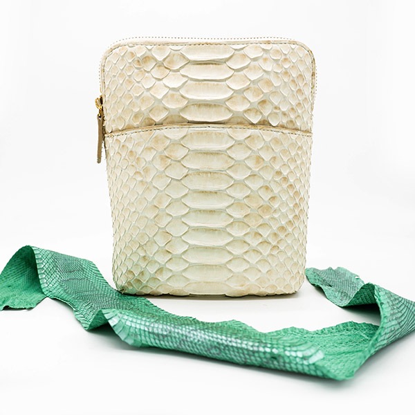 【セット販売】パイソン ダブルファスナーポシェット ハーフベージュ&パイソン革セット