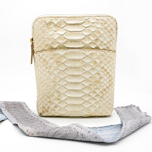 【セット販売】パイソン ダブルファスナーポシェット ハーフベージュ&パイソン革セット