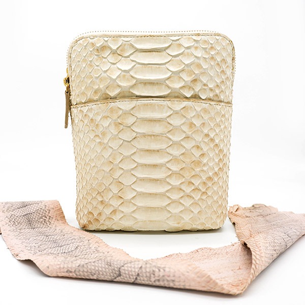 【セット販売】パイソン ダブルファスナーポシェット ハーフベージュ&パイソン革セット