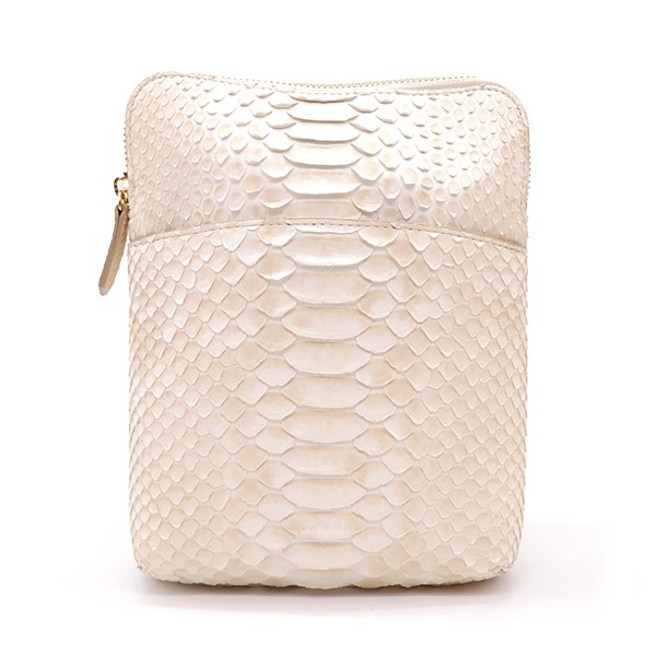 【セット販売】パイソン ダブルファスナーポシェット ハーフベージュ&パイソン革セット