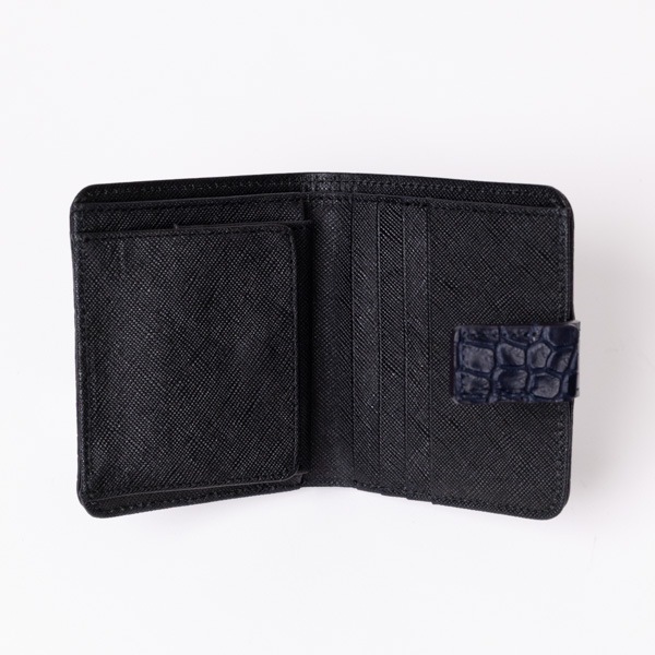 未使用　レザー ジュエルズ　クロコダイル型押し 二つ折り財布　ブラウン 藍染クロコダイル 二つ折り財布 紺藍 | クロコダイル | LEATHER JEWELS