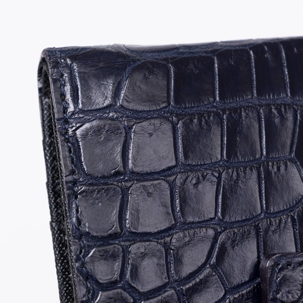 藍染クロコダイル 二つ折り財布 紺藍 | クロコダイル | LEATHER JEWELS